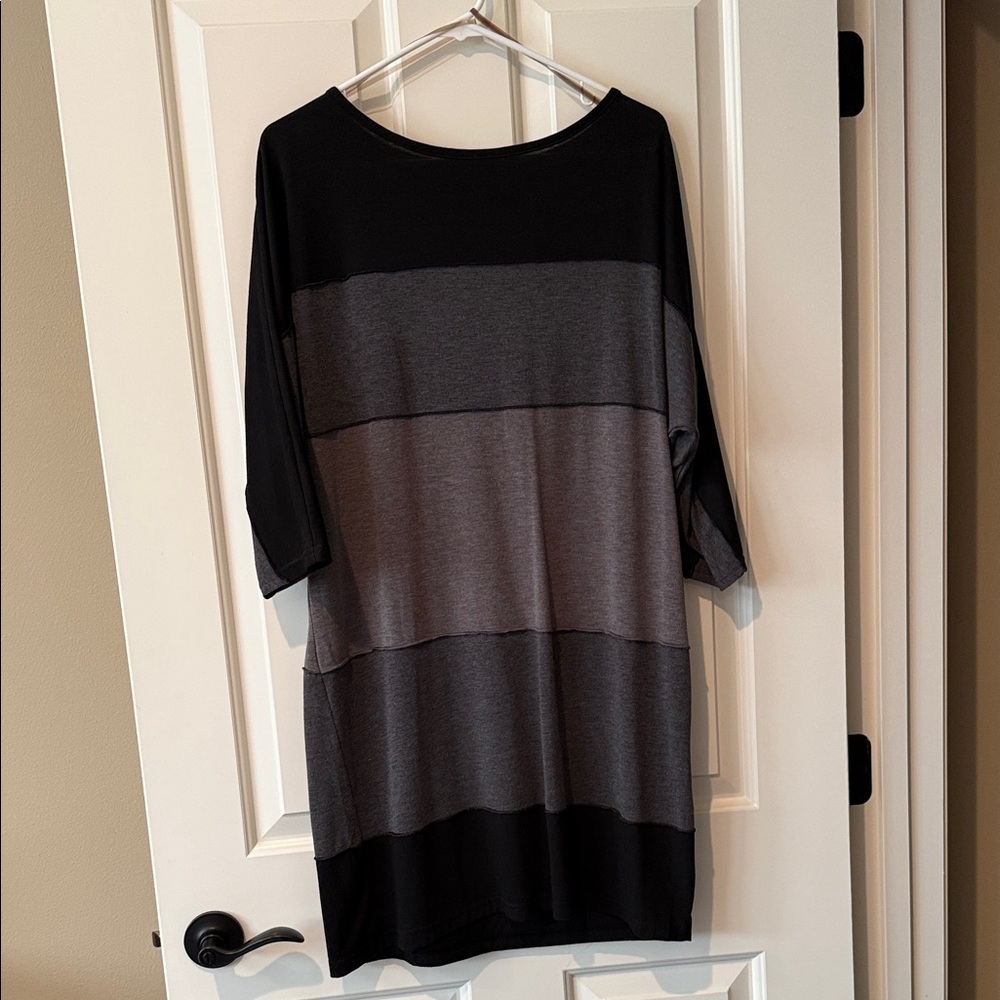 MSK Black and Gray Striped Dress - Picture 2 of 9